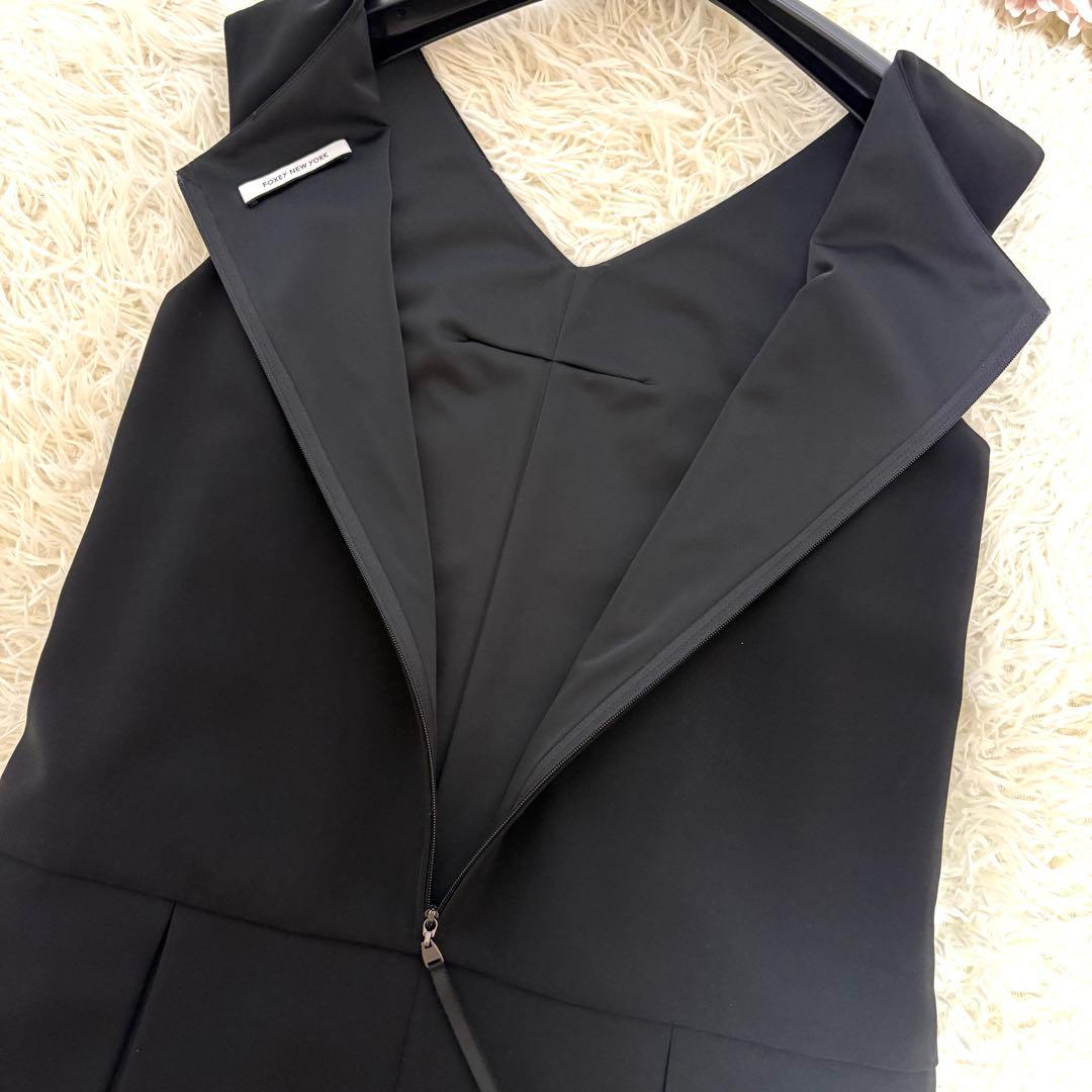 【未使用級】フォクシー　ワンピース　ストレッチ　タック　手洗い可　ブラック　38