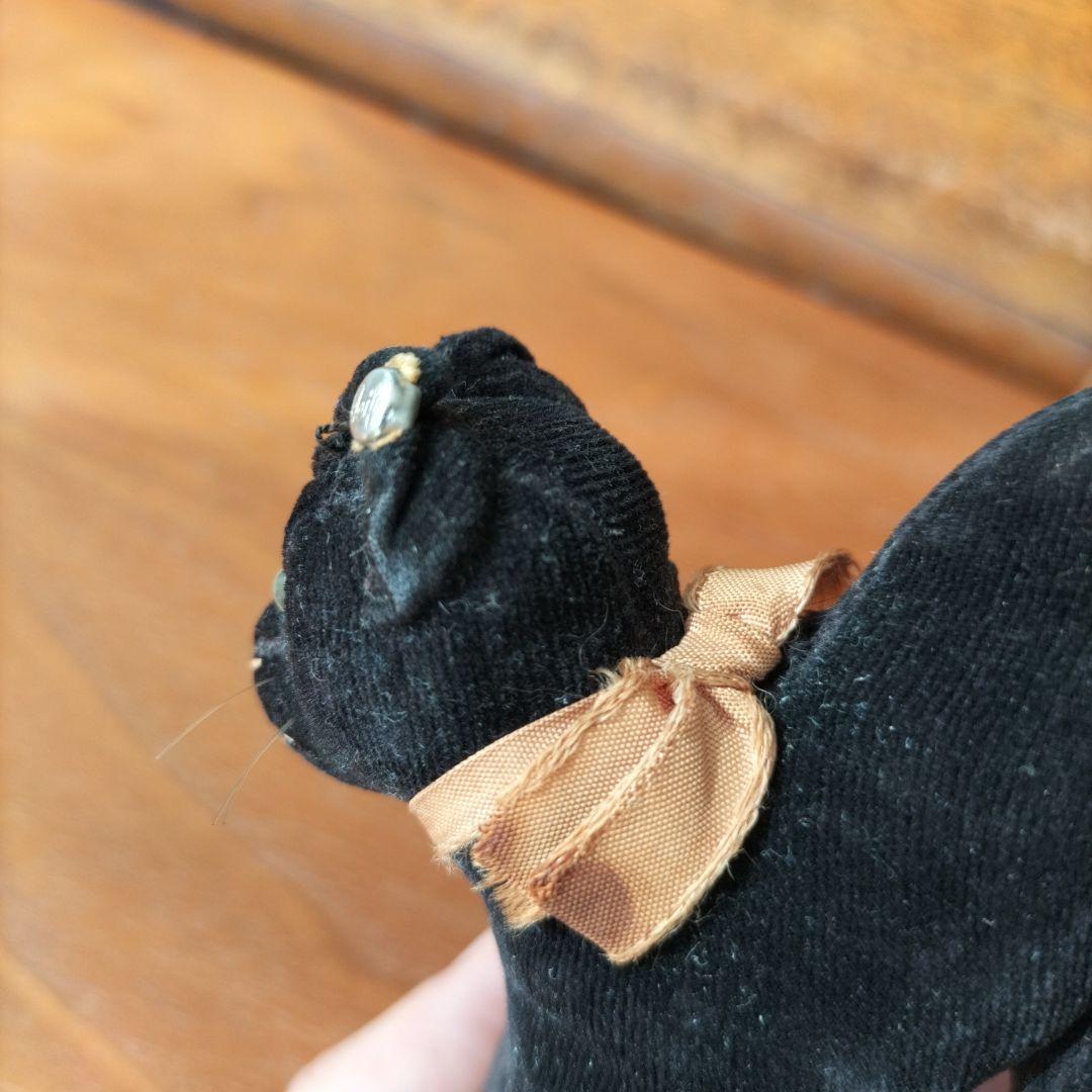 ビンテージ　シュタイフ　トム　キャット　黒猫　別珍製　高さ１０cm　③