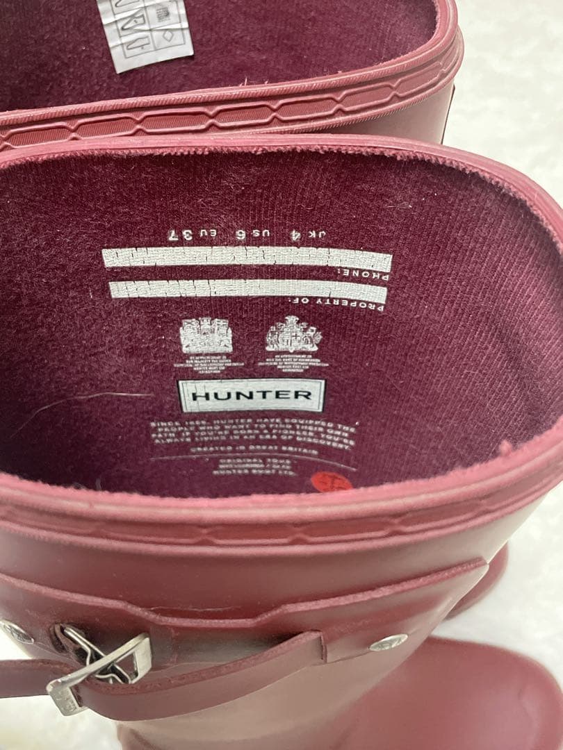 HUNTERハンターレインブーツサイドジップレッド23.5cm