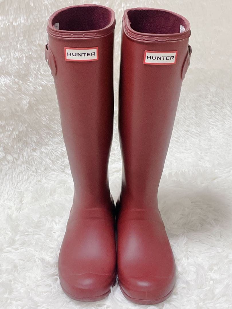 HUNTERハンターレインブーツサイドジップレッド23.5cm