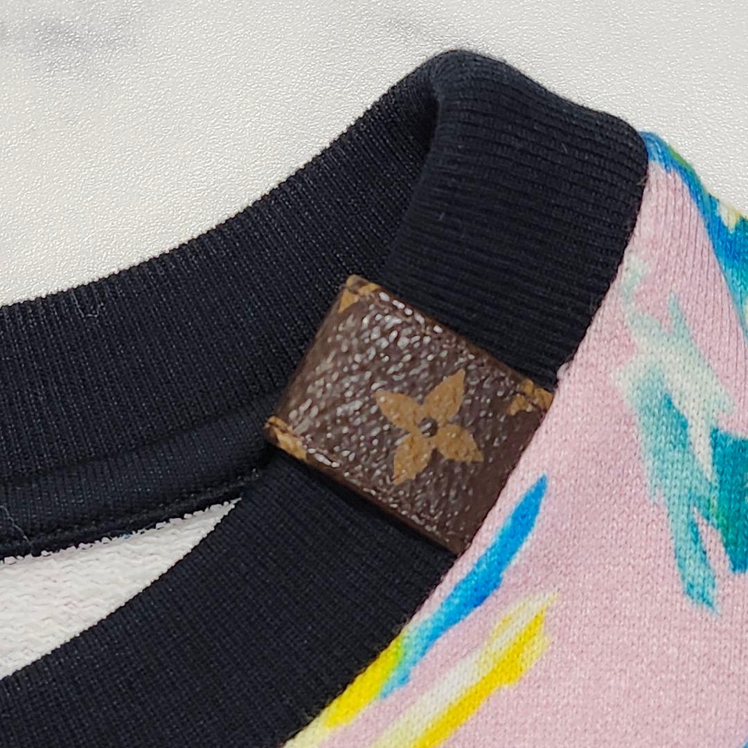 美品☆ルイヴィトン　半袖ワンピース　フォトプリント　総柄　M　ピンク