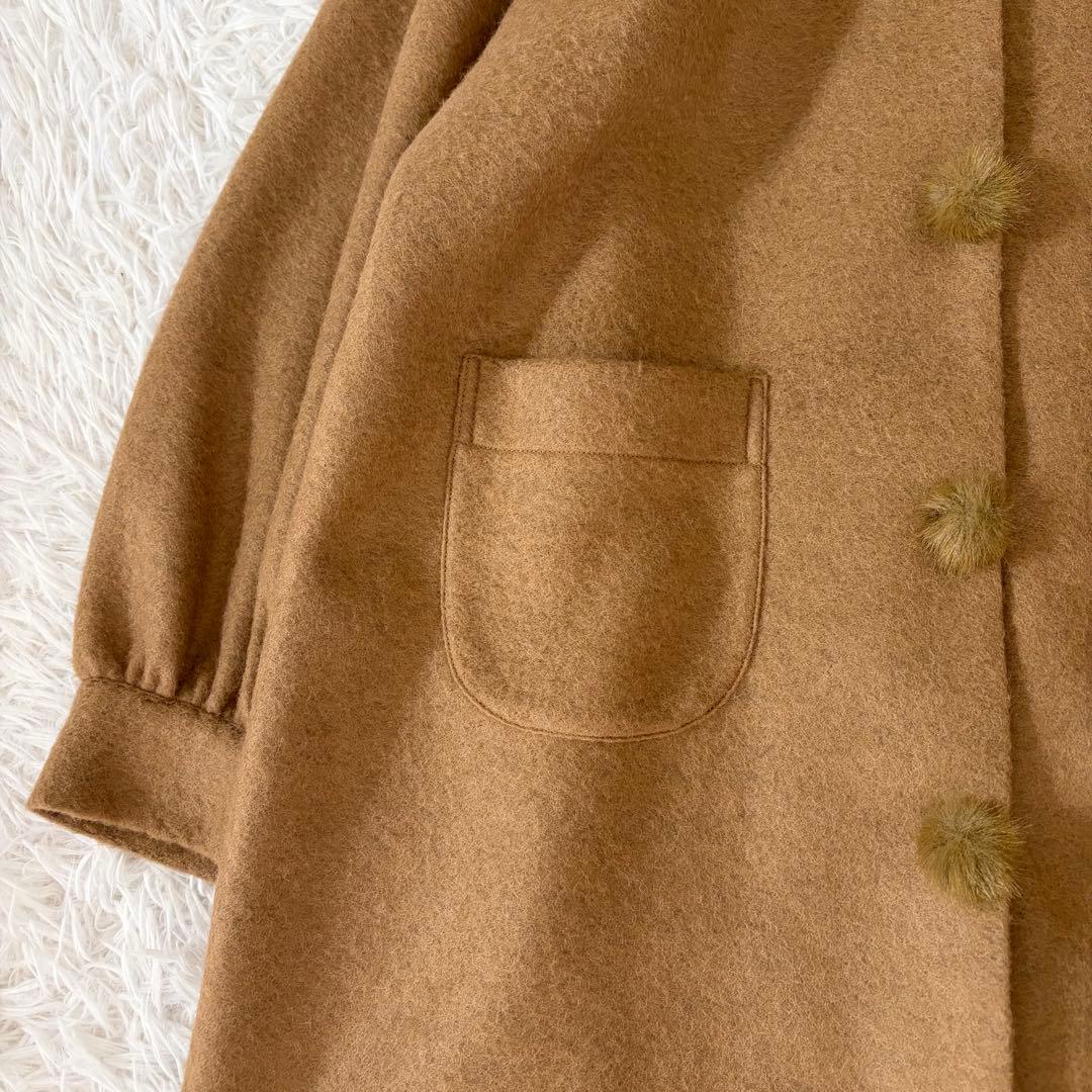 フランシュリッペ 2019ポンポンコート ノーカラー ボリュームスリーブ