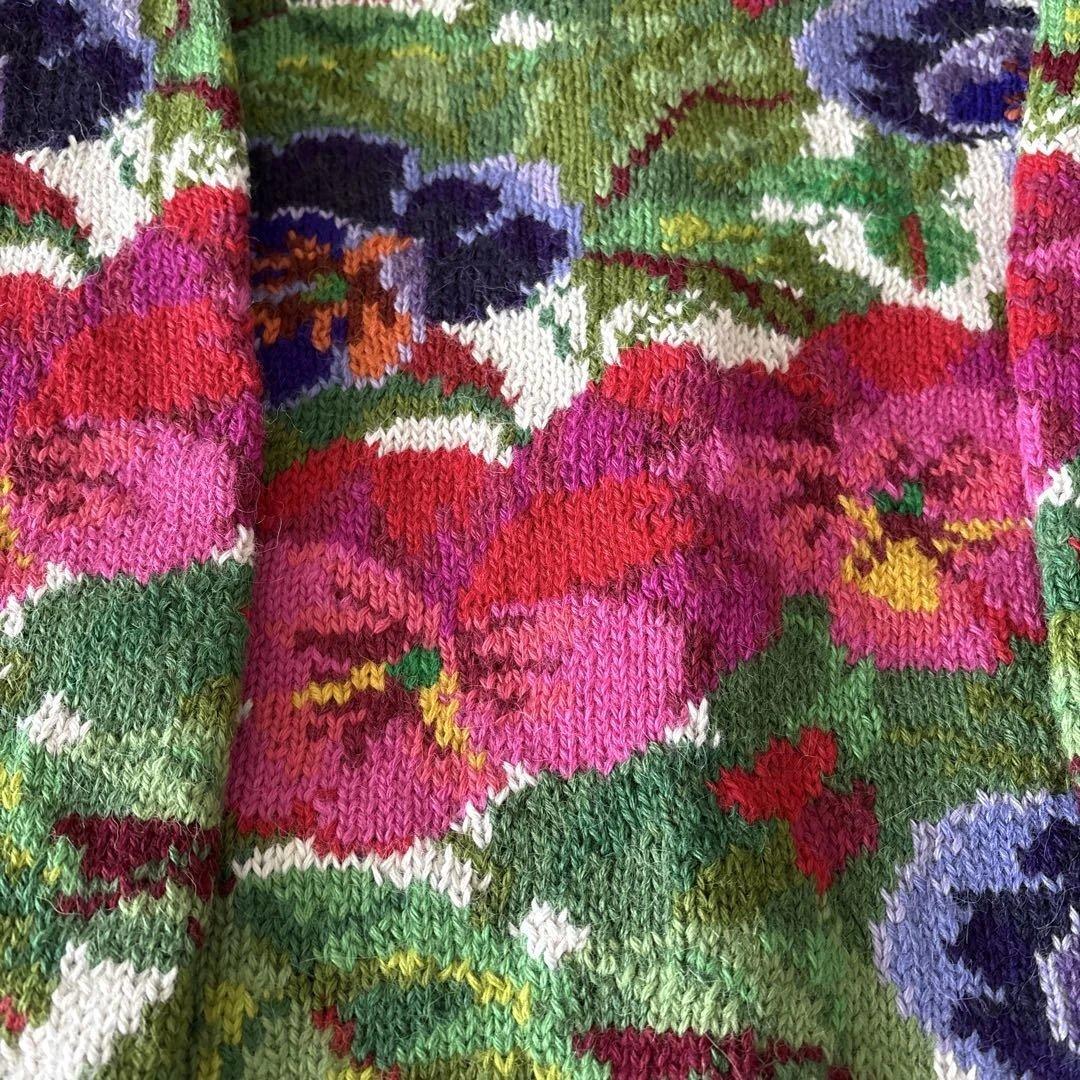  Alpaca 花柄カーディガン Sサイズ