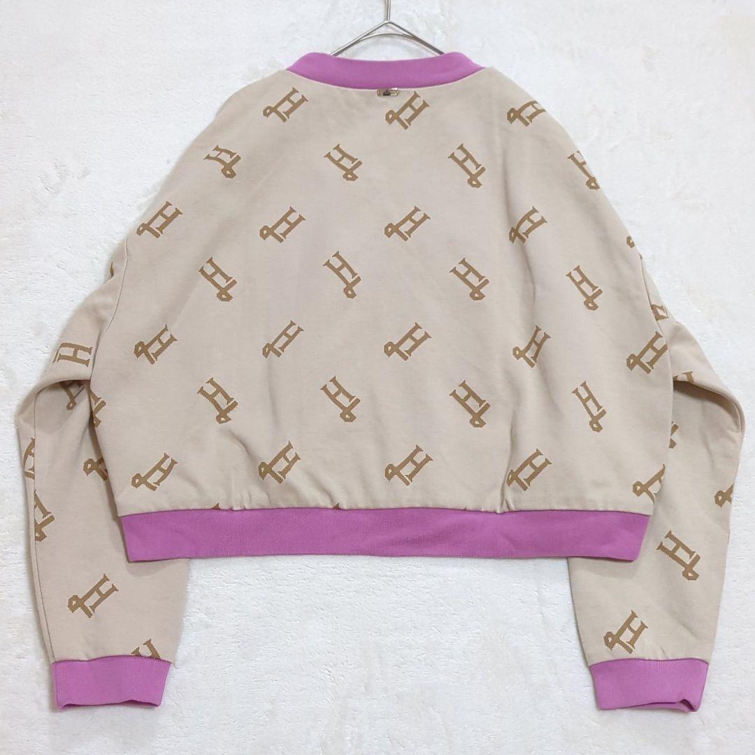 極美品 40 HERNO 近年モデル 総ロゴ モノグラム カーディガン ピンク