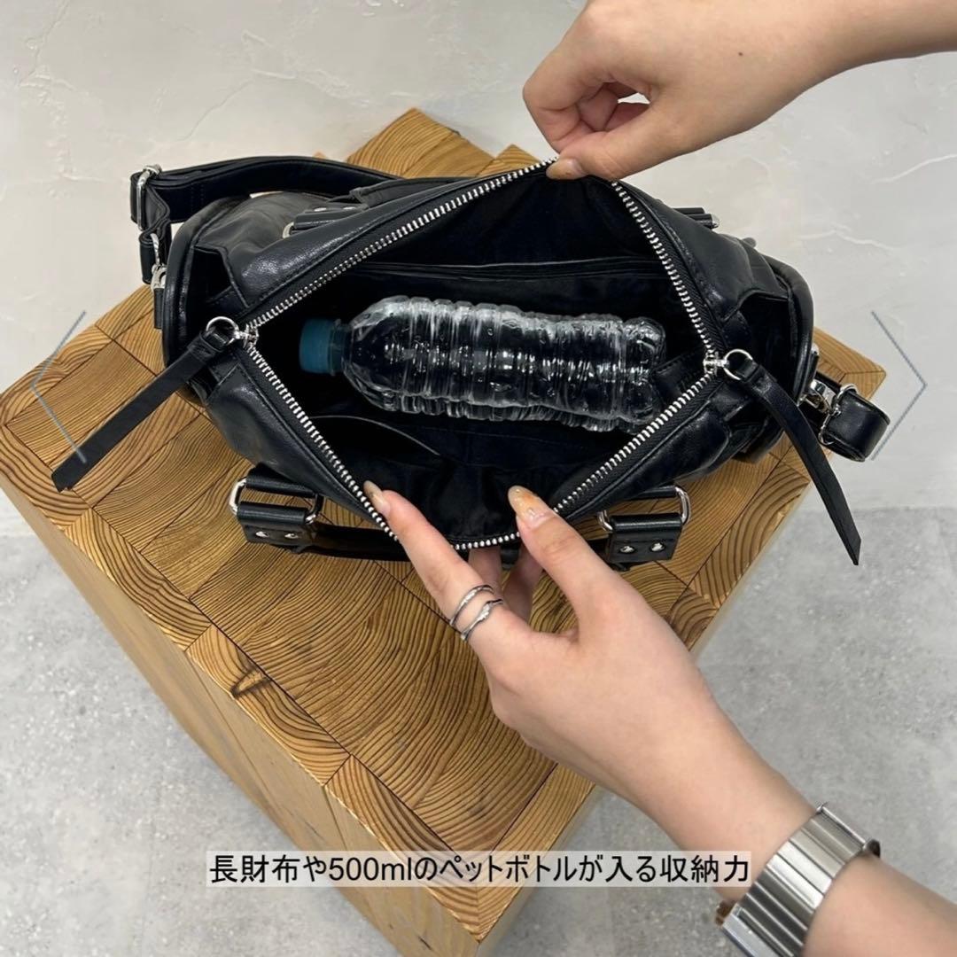 JEANASIS アンティークフェイクレザーボストンバッグ【BLACK】