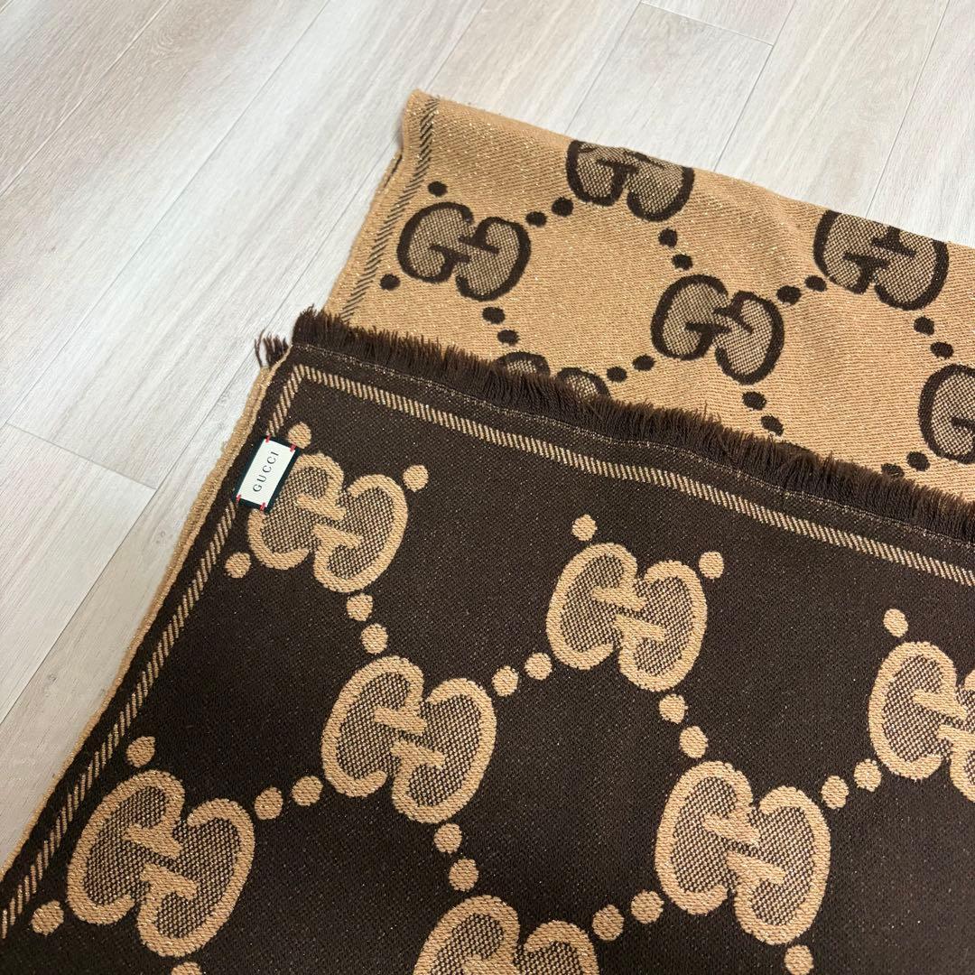 GUCCI GGウールラメジャカードスカーフ