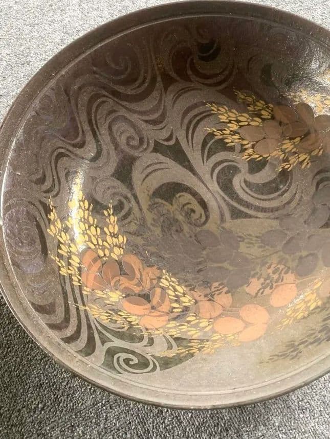 伊藤昭人氏作　39cm大皿　金模様　米　絵皿