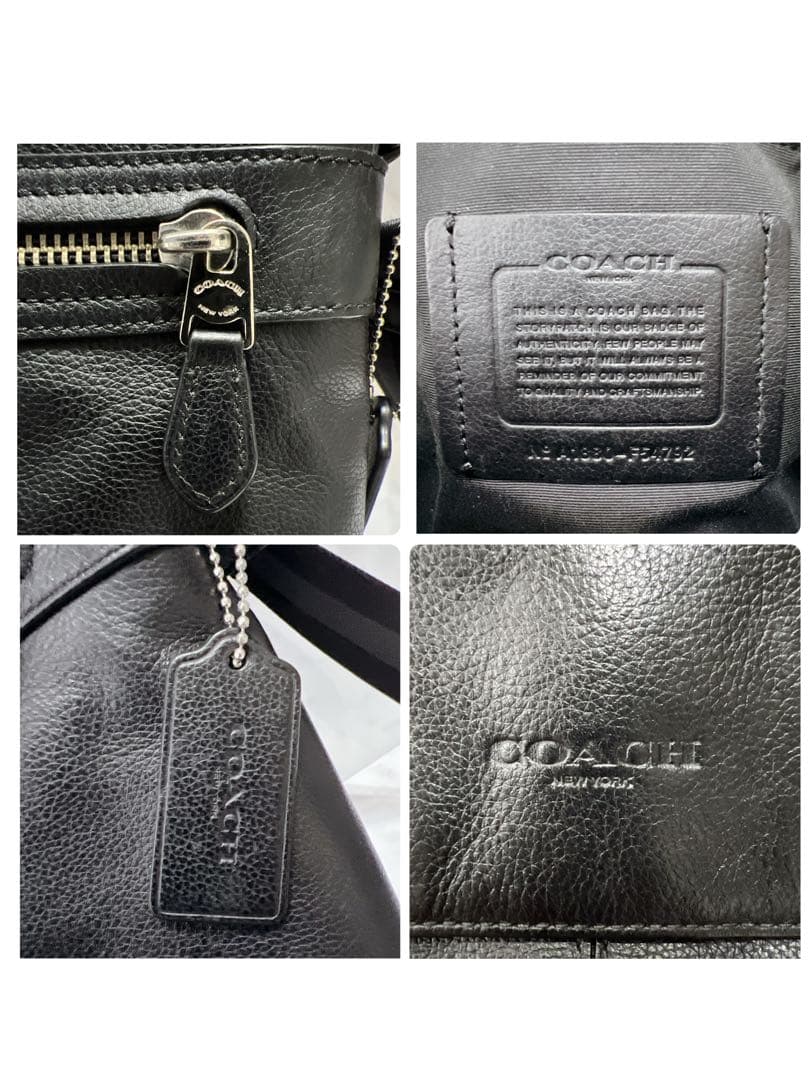 COACH コーチ チャールズ メッセンジャーバッグ ブラック シボ加工