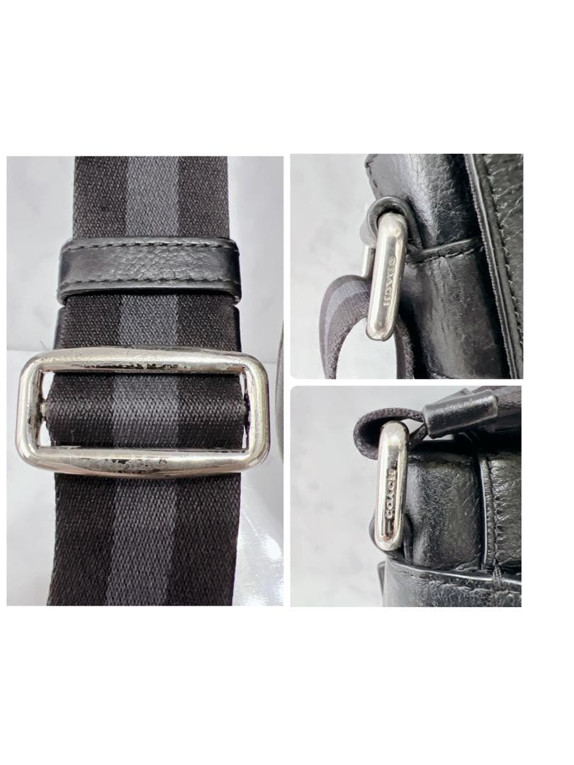 COACH コーチ チャールズ メッセンジャーバッグ ブラック シボ加工