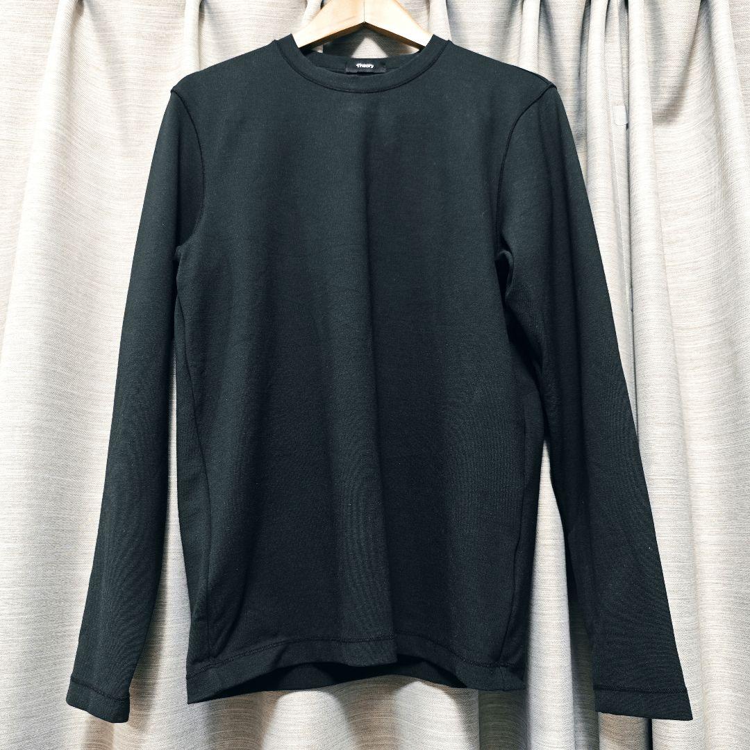 【美品：Theory】オリジナルストレッチ生地　長袖カットソー「S/M：ブラック