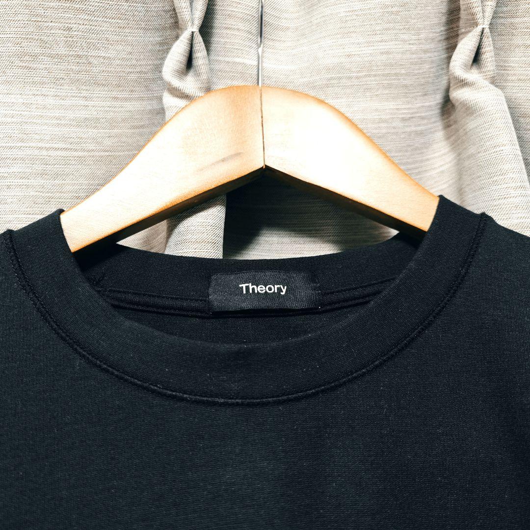 【美品：Theory】オリジナルストレッチ生地　長袖カットソー「S/M：ブラック