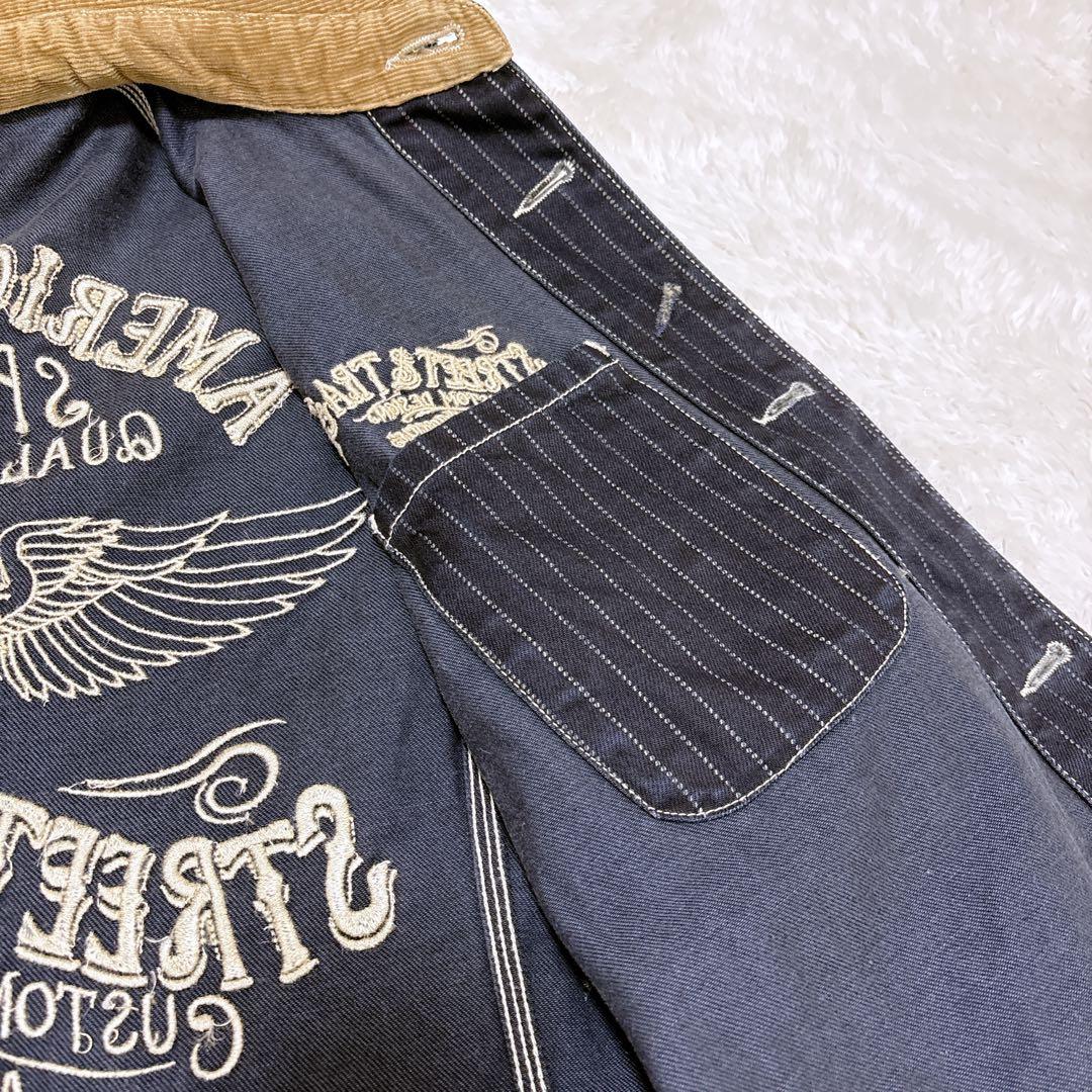 【美品】VANSON（バンソン） レイルロードジャケットMサイズ ネイビー刺繍