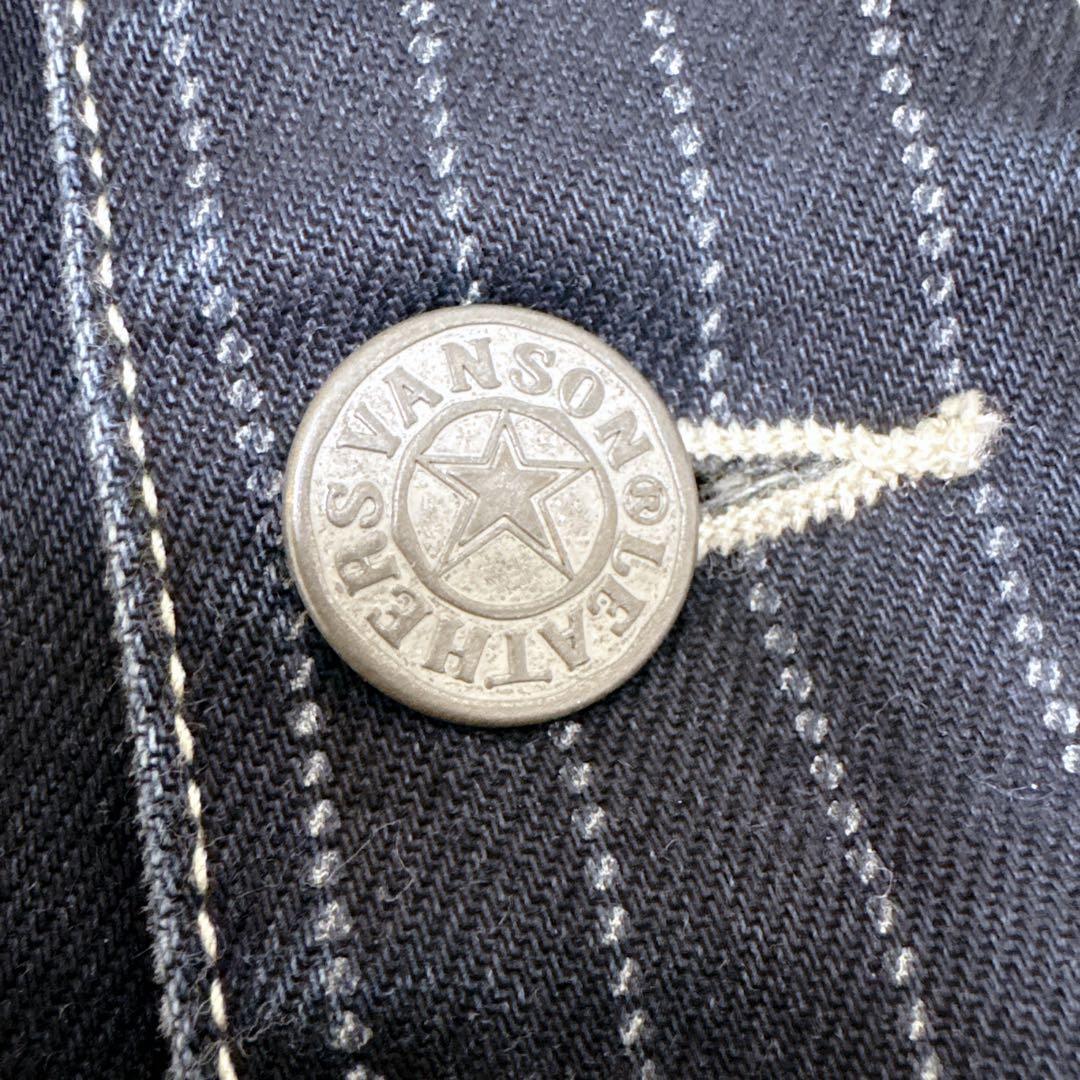 【美品】VANSON（バンソン） レイルロードジャケットMサイズ ネイビー刺繍
