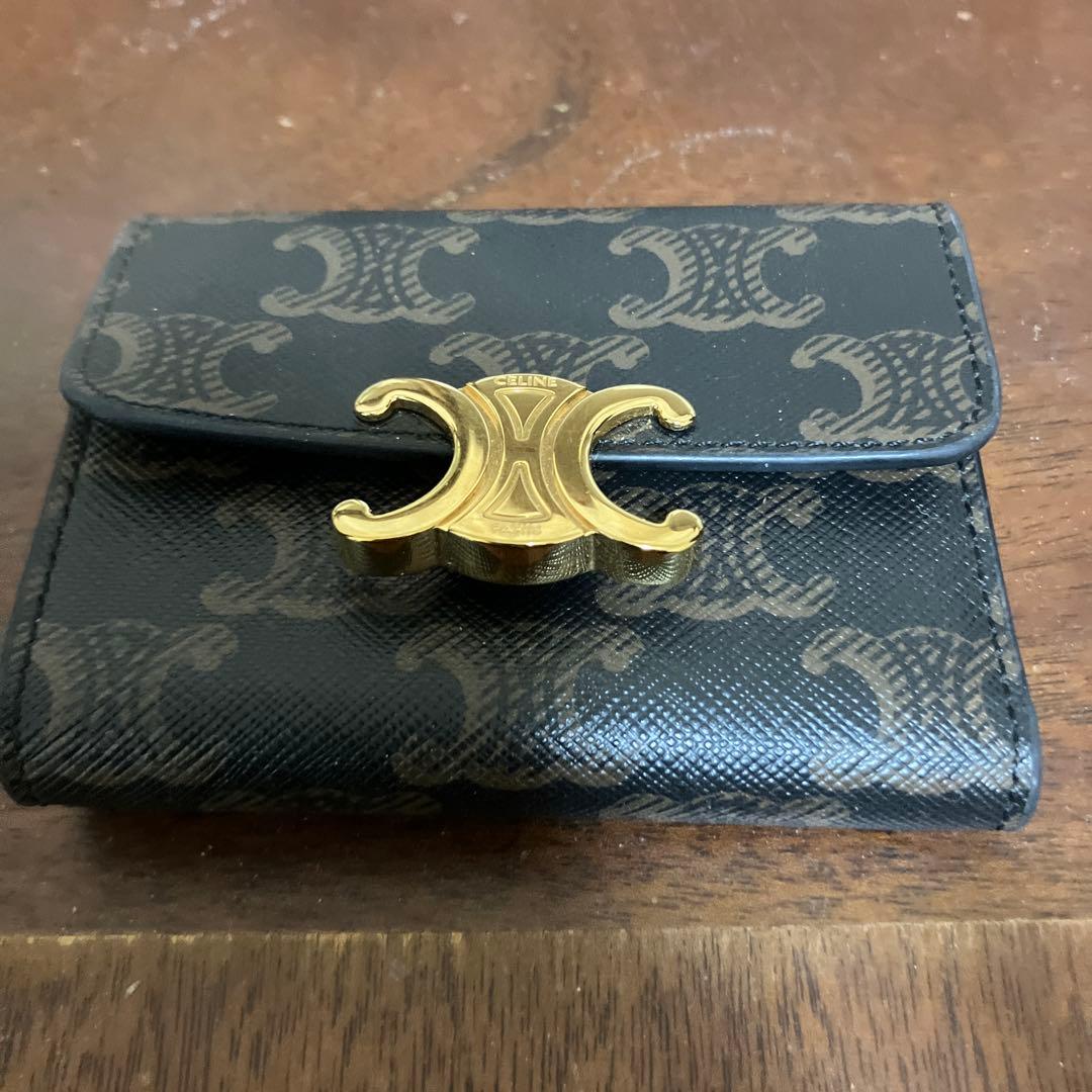 CELINE 三つ折り財布 ブラック ブラウン美品