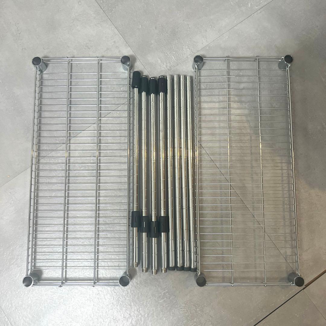 E-WIN 折りたたみ式 ホワイト パソコンデスク　引き出し＆ラック