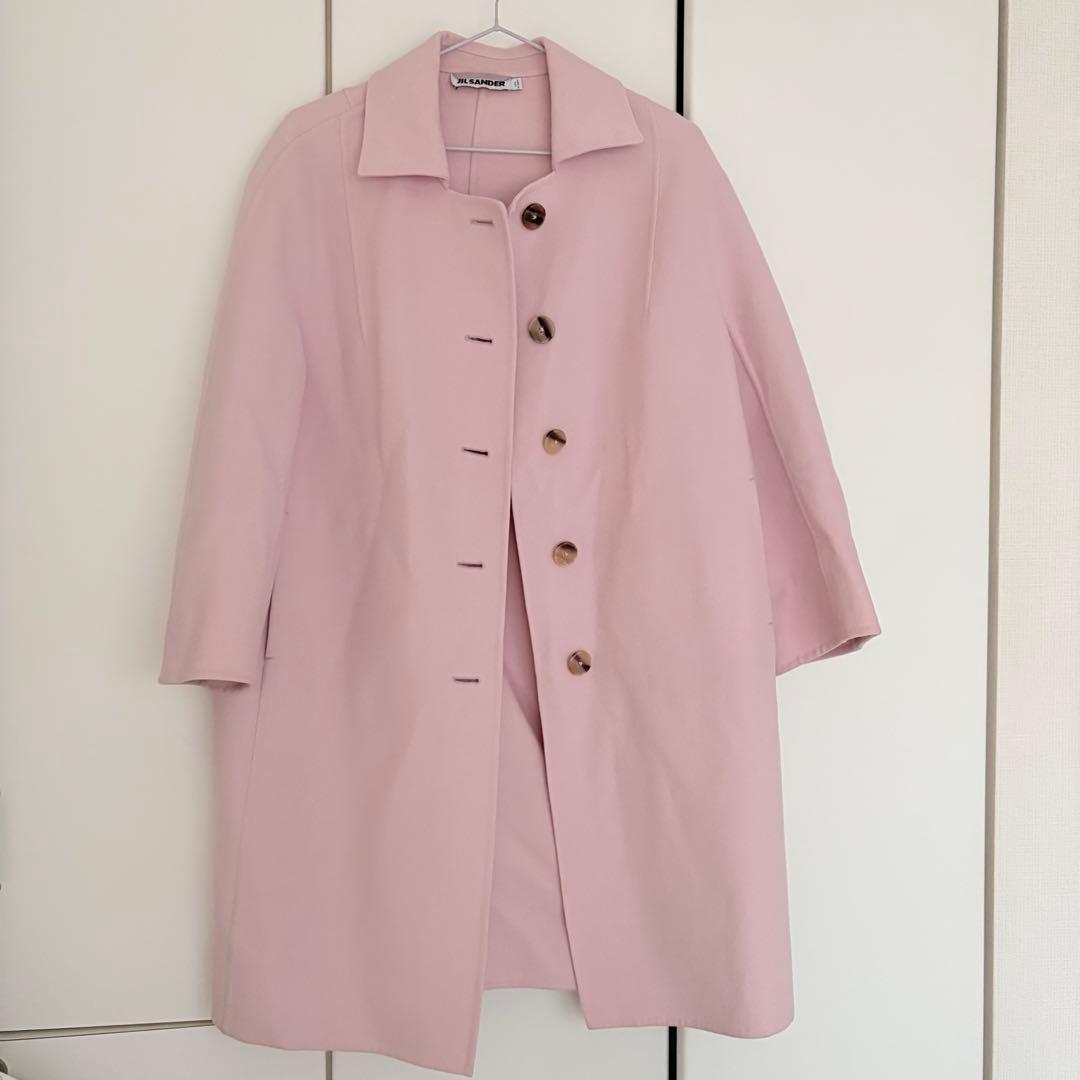 JIL SANDERピンク ロングコート フレア袖 6ボタン