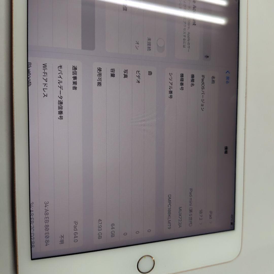 Apple iPad mini (第5世代)64GB　ゴールド　 セルラーモデル