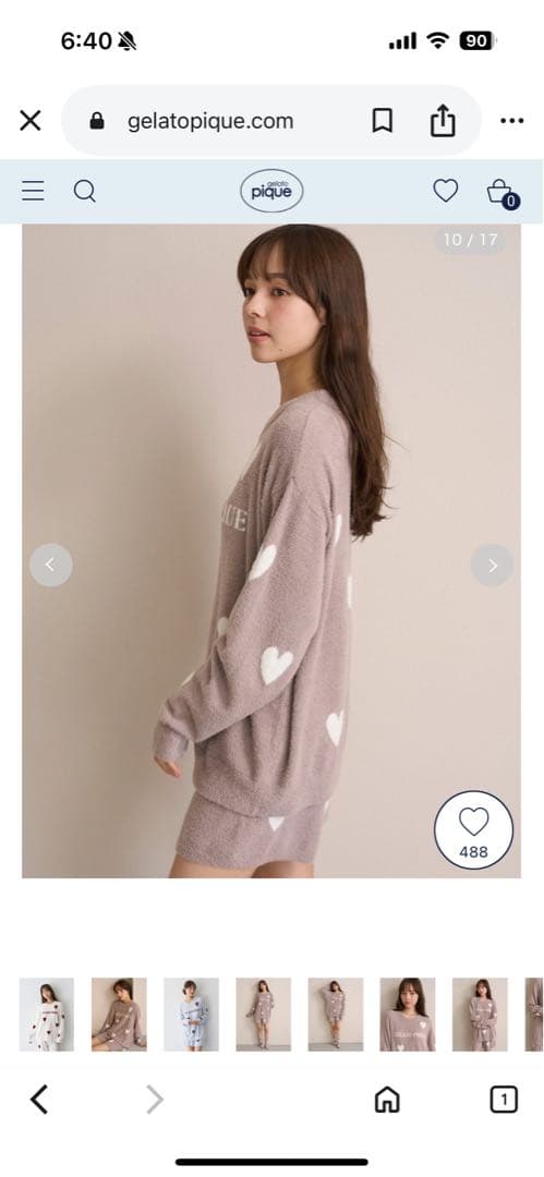 新品、未使用、タグつきGELATO PIQUE ハート柄ルームウェア