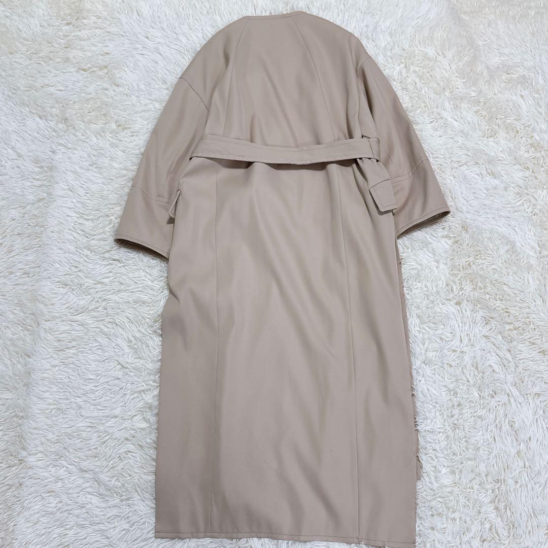 極美品　ANAYI　ロングコート　ノーカラー　ベルトコート　ベージュ　38