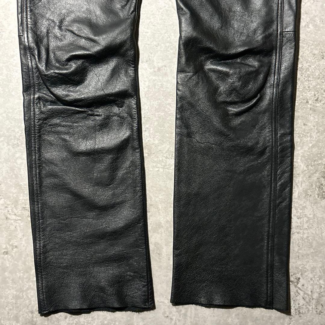 美品✨ハーレーダビッドソン W30シボ革 レザーパンツ 黒