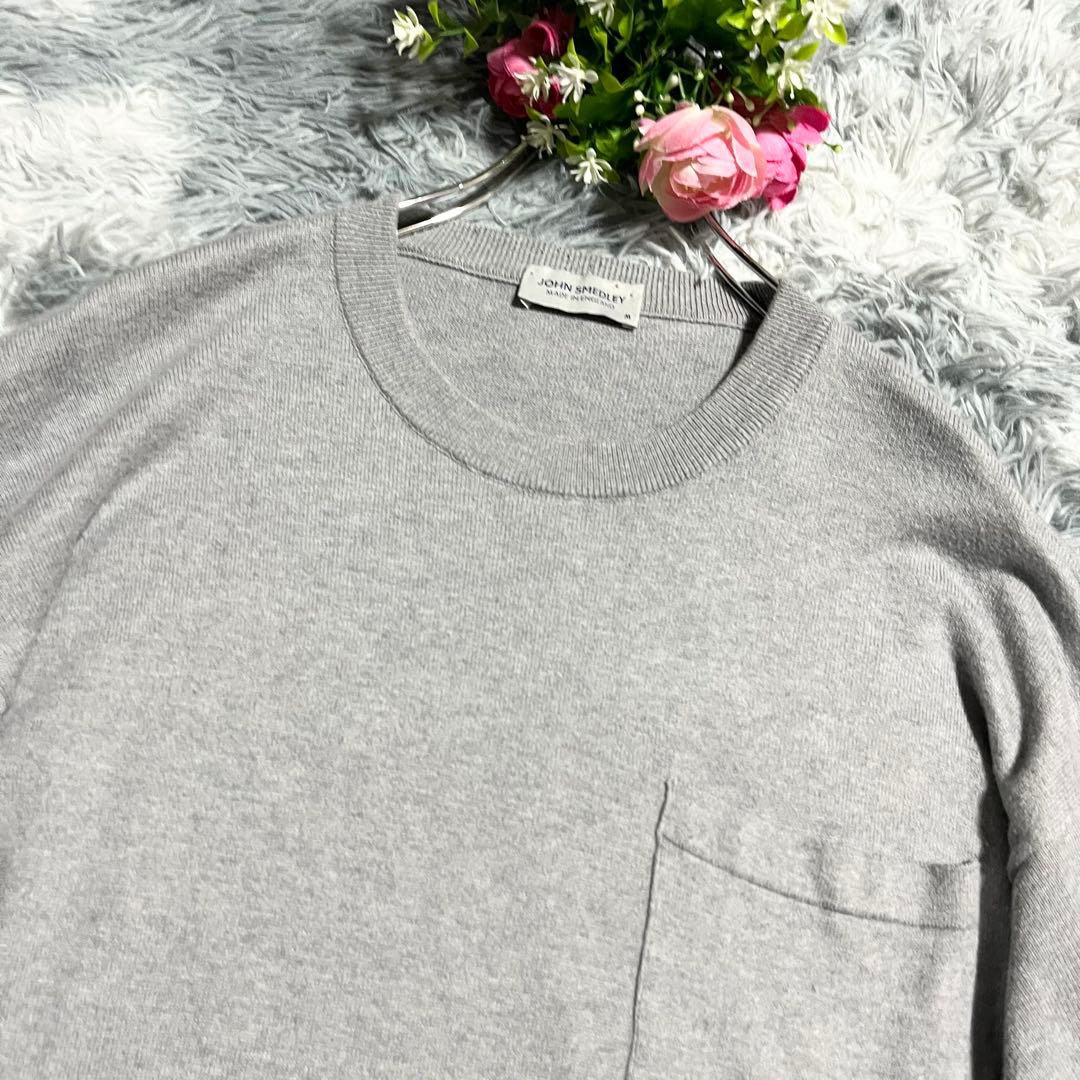 ジョンスメドレー シーアイランドコットン　半袖ニットTシャツ グレー　M