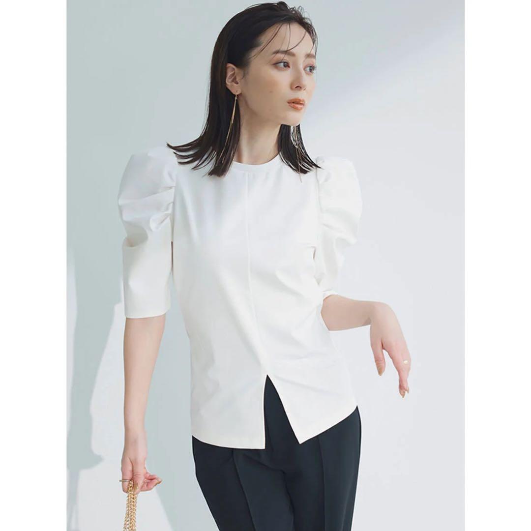 anuans ボリュームスリーブカットトップス　WHITE