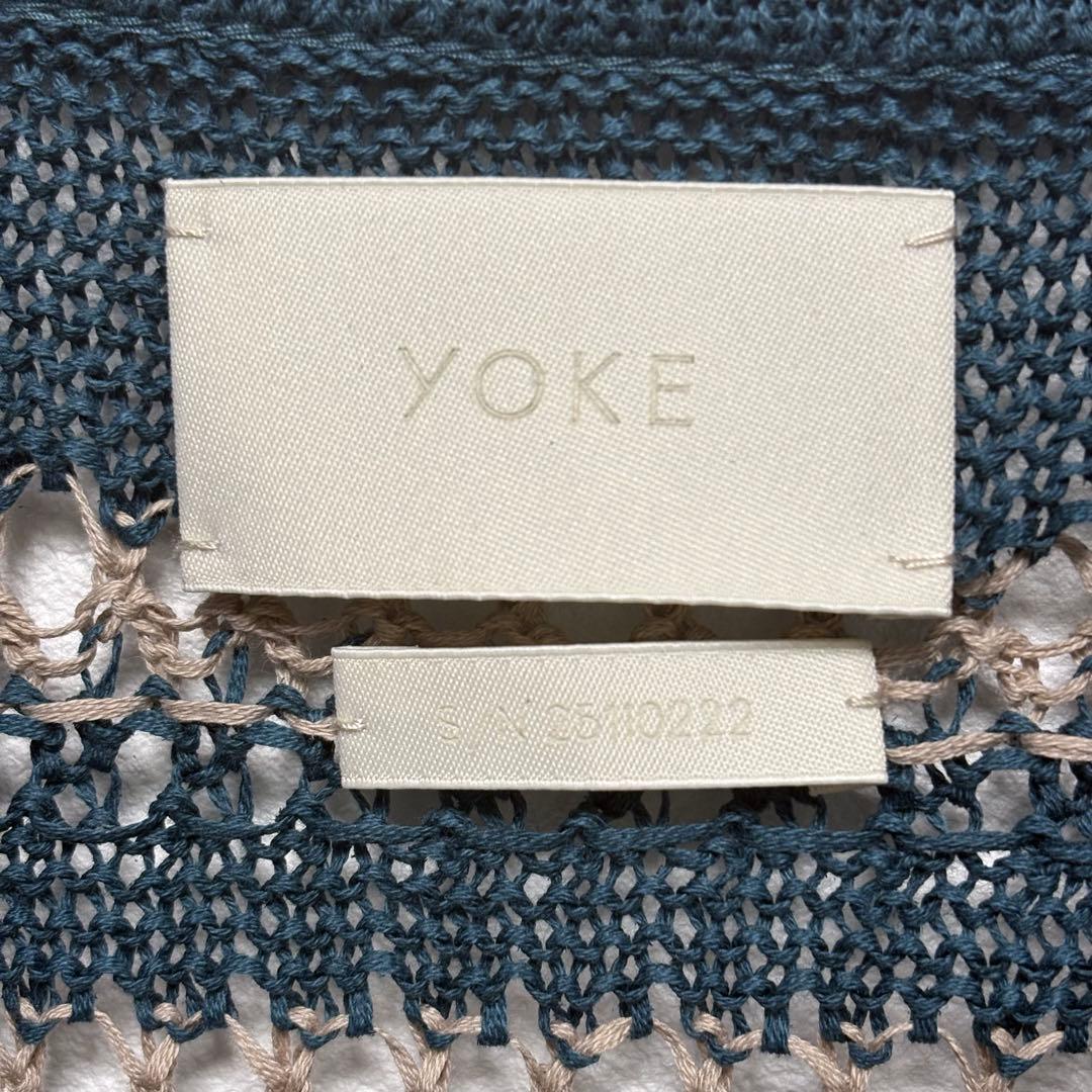【今期25SS/極美】YOKE ボーダー メッシュニット スキッパーポロ 2 緑