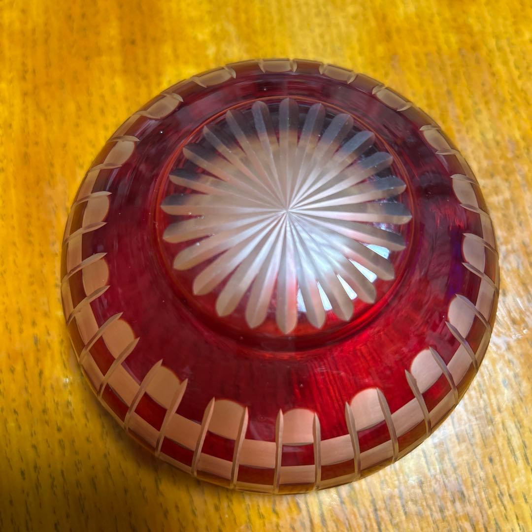 江戸切子　市松模様　茶碗　直径約12cm