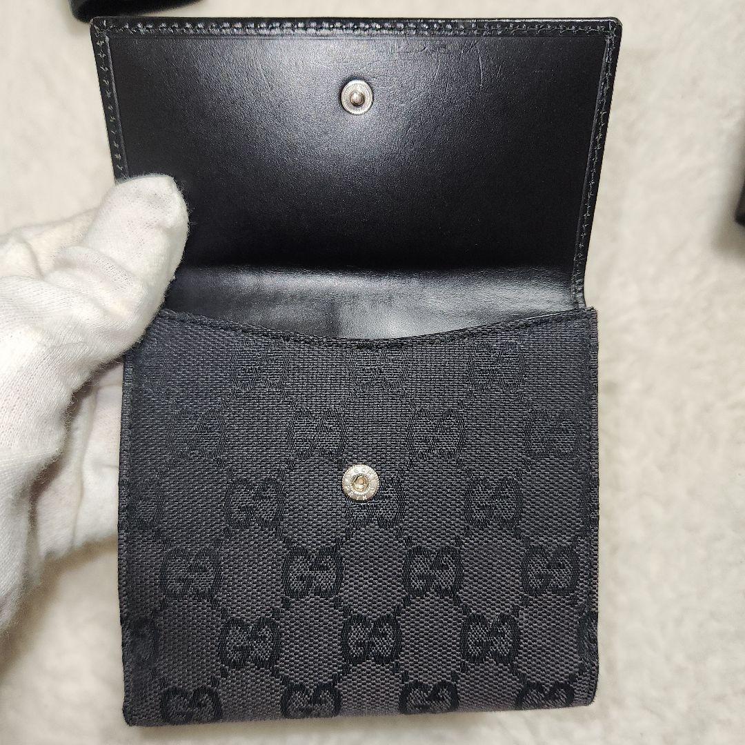 グッチ 折り財布 GG　キャンバス ジャガード ジャッキー ブラック