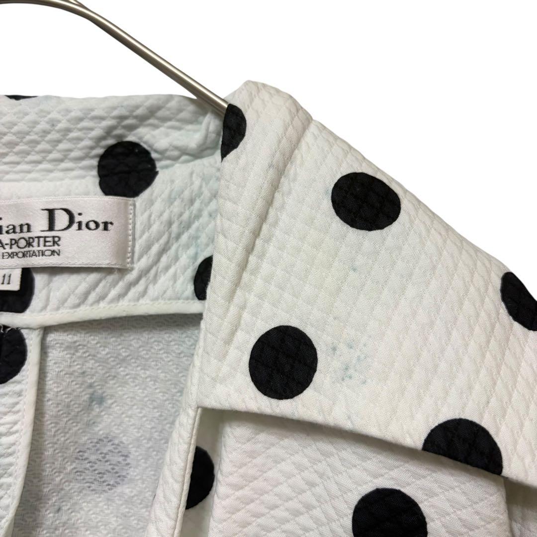 Christian Dior ドット柄ロングコート ワンピース ホワイトブラック