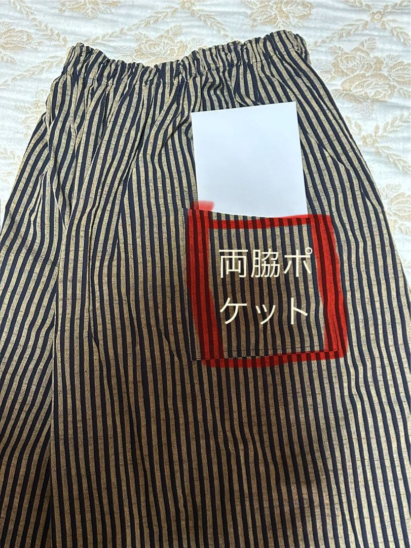 ヤンマ産業／会津木綿／棒縞／キュロットパンツ