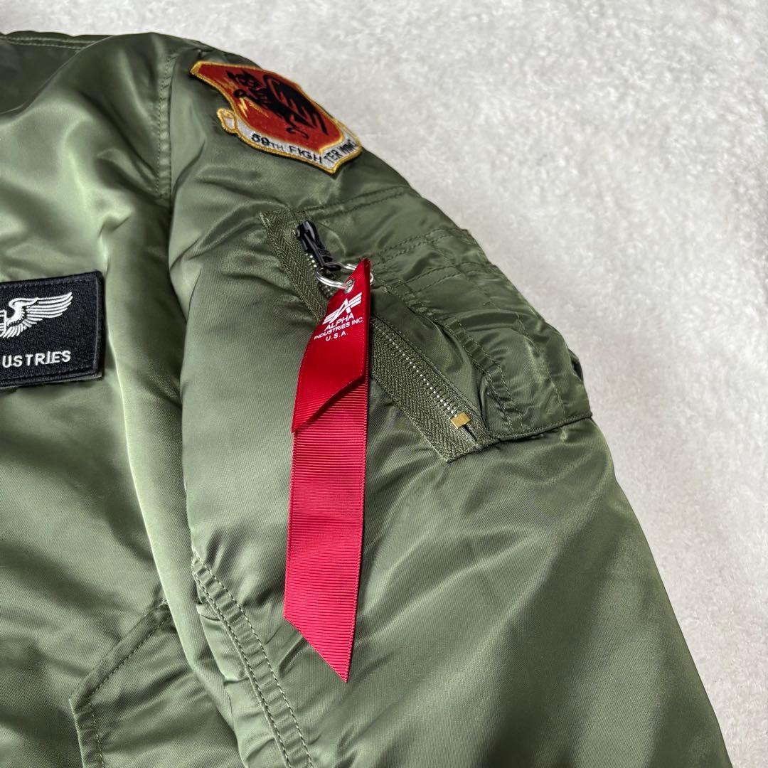 美品 ALPHA INDUSTRIES ワッペン MA-1 カーキ リバーシブル