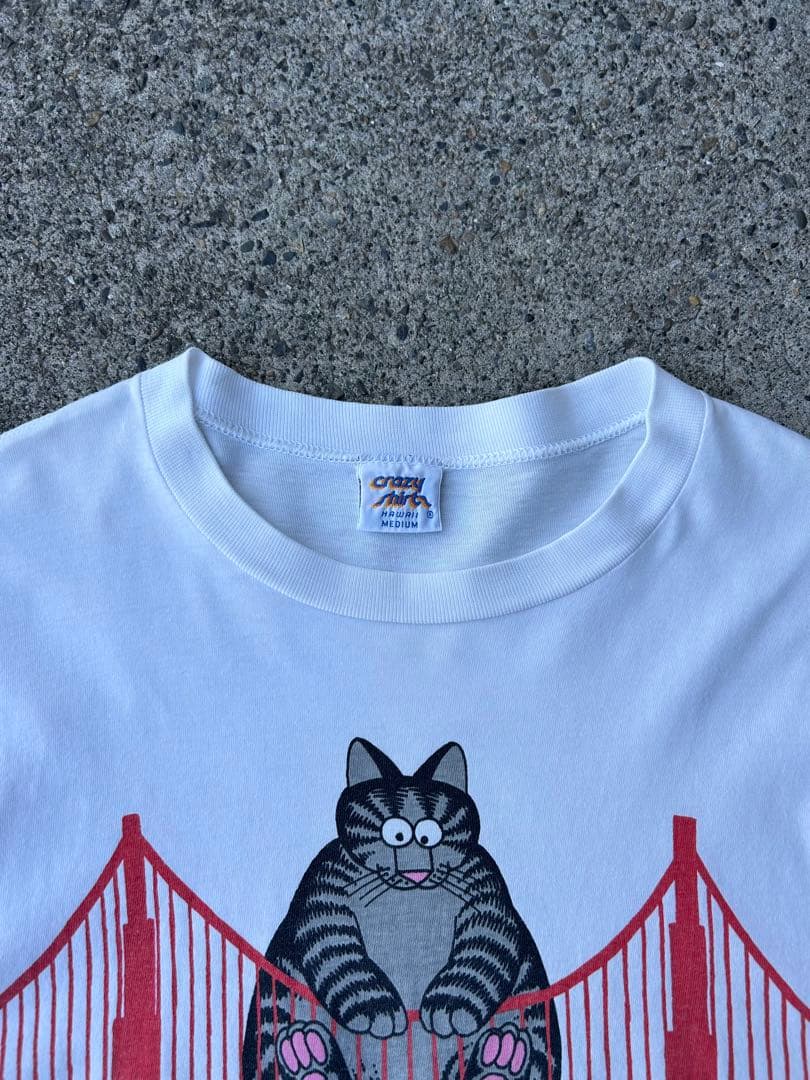 90s クリバンキャット Tシャツ crazy shirt 猫 プリントTシャツ