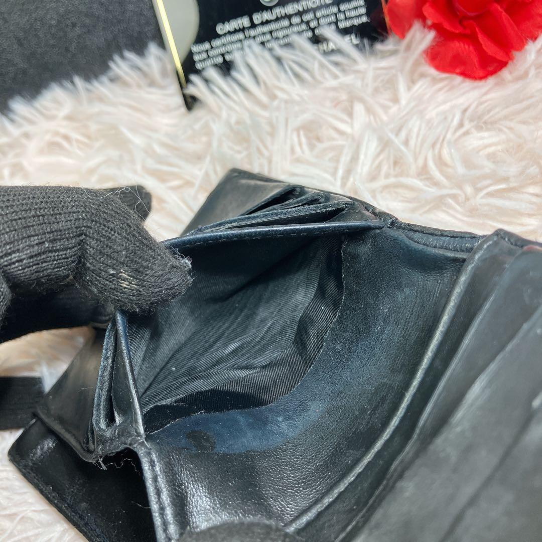 高級品 CHANEL 二つ折り財布 ココマーク キャビアスキン レザー Wホック