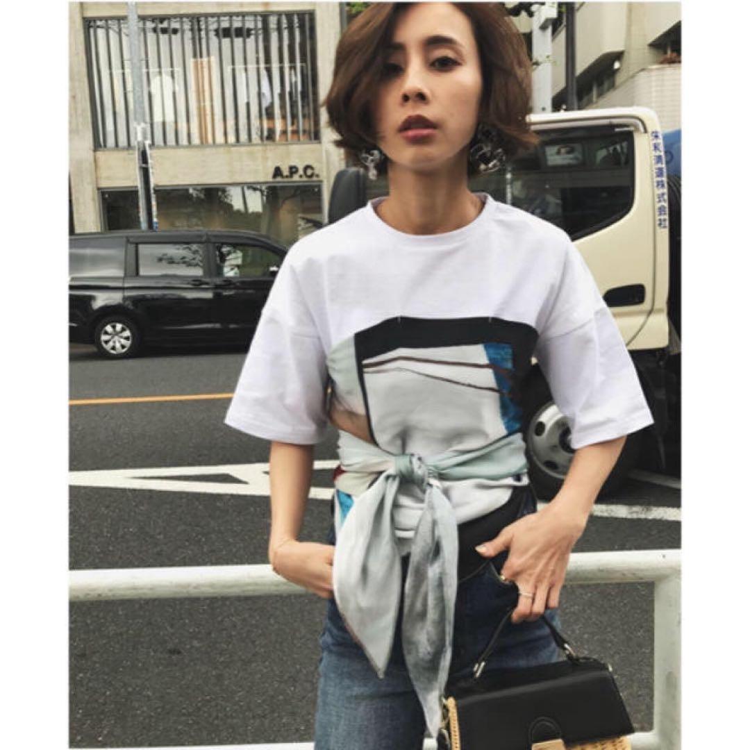 Ameri アメリ MEDI DRAWING UNEVEN TEE Tシャツ