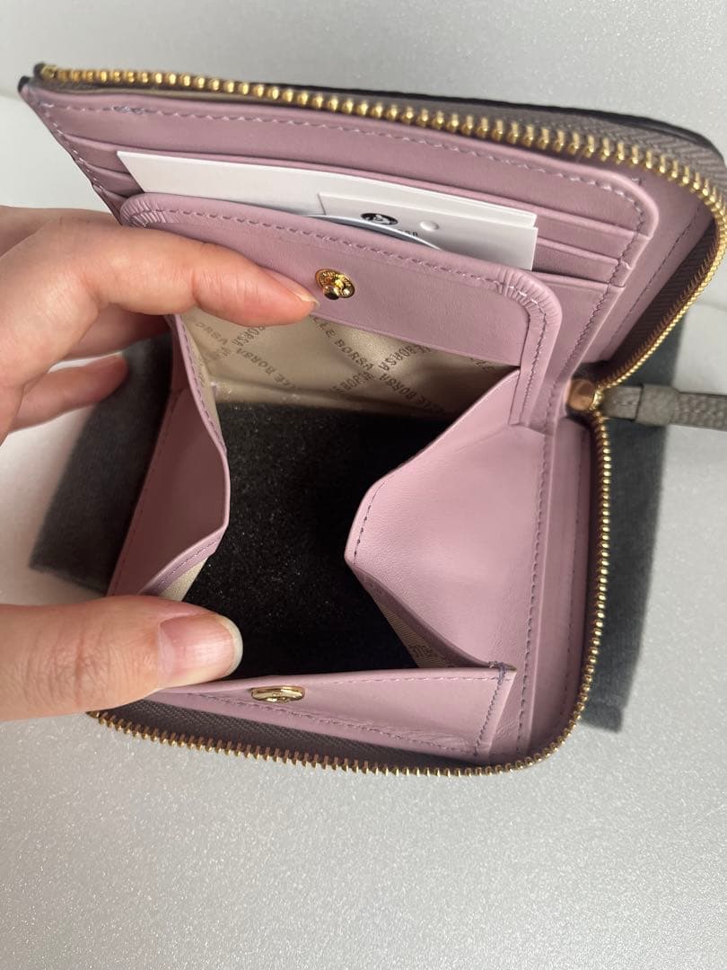 【PELLE BORSA】Lファスナーミニ財布Fine Goods トープ