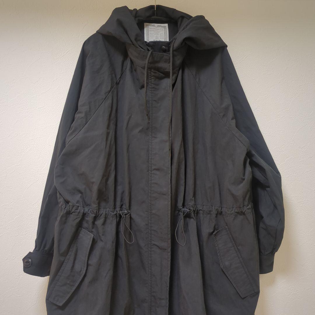 【美品】ビアズリー　ブラック フード付き モッズコート