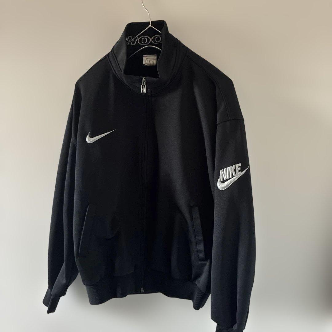DeadStock90sNIKEオールドナイキ銀タグトラックジャケットジャージ黒