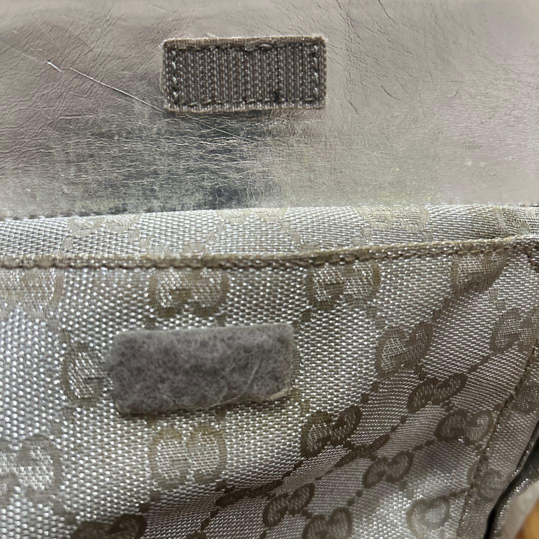 GUCCI シェリーライン　GGキャンバス ボディバッグ ウエストバッグ　銀