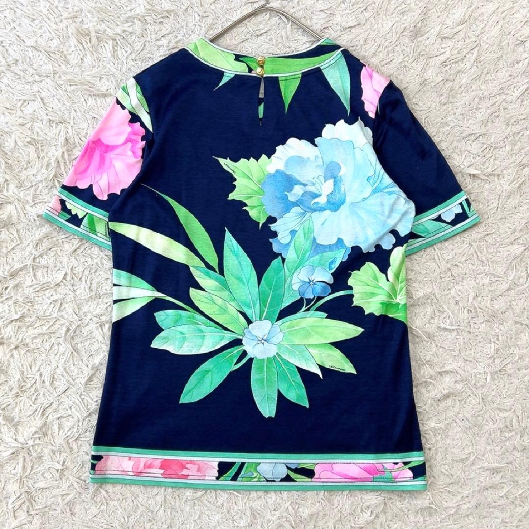 レオナール カットソー Tシャツ 総柄 花 フラワー トリム M マルチカラー
