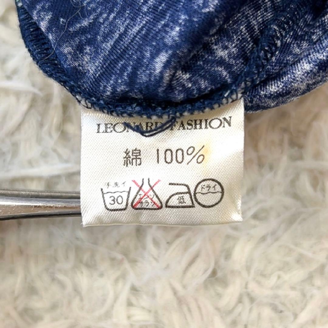 レオナール カットソー Tシャツ 総柄 花 フラワー トリム M マルチカラー