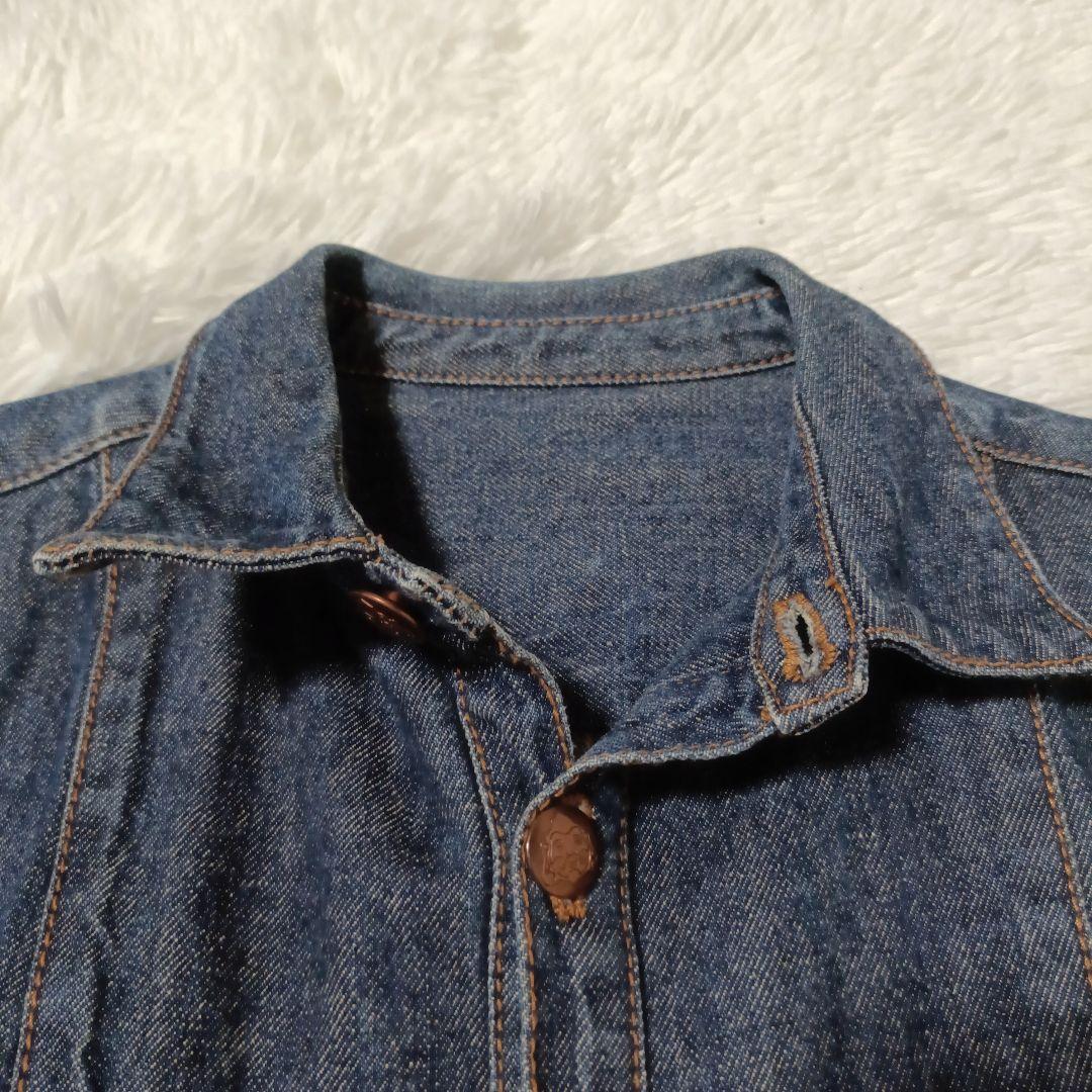 【EVISU】花刺繍 カモメ 厚手デニムワンピース サイズ34 エヴィス