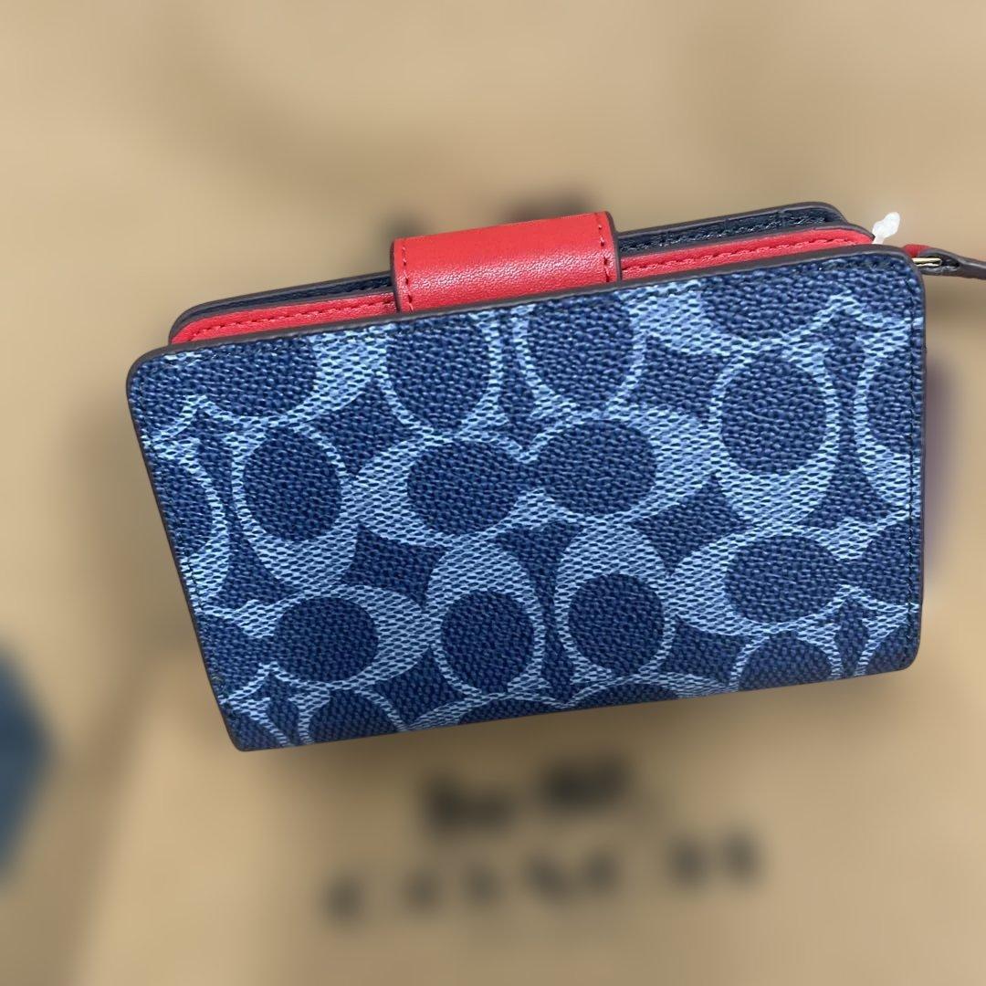 COACH 二つ折り財布 ディープブルー CW786