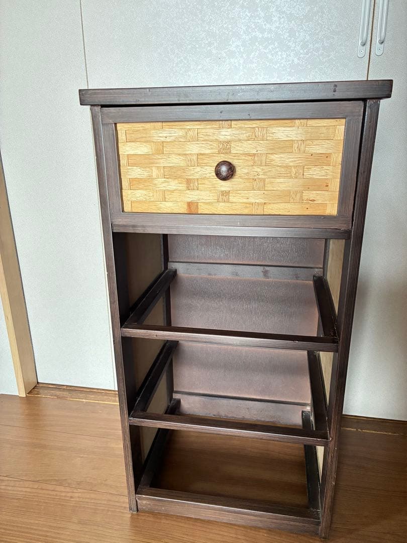木製ウッドメッシュ4段チェスト 一点物風ナチュラル家具