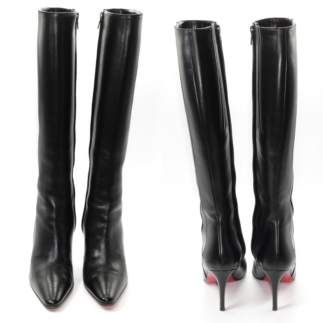 36.5　Christian Louboutin　黒　8cmヒール　ヒール傷