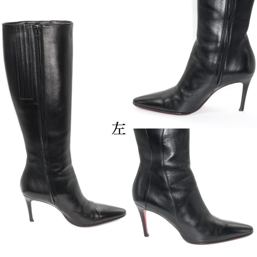 36.5　Christian Louboutin　黒　8cmヒール　ヒール傷