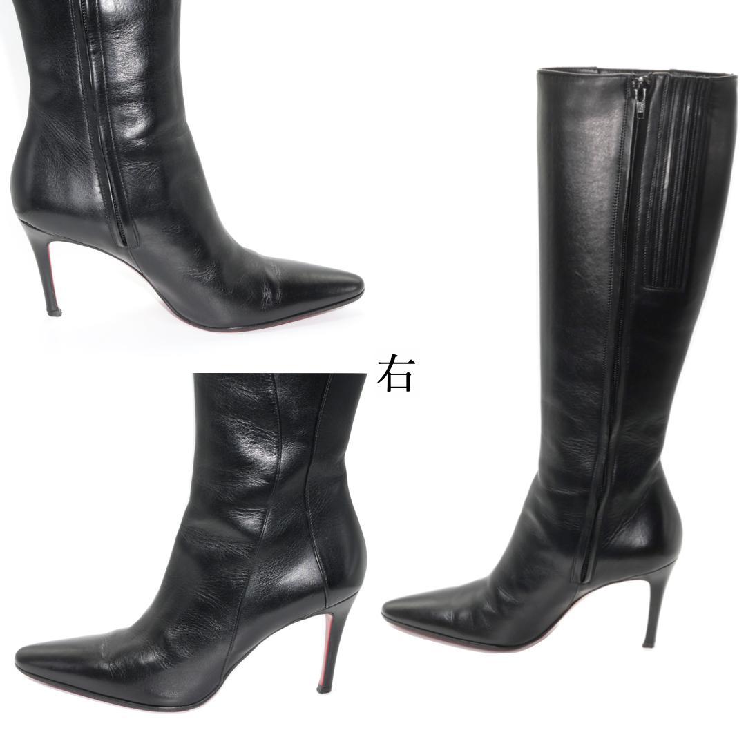 36.5　Christian Louboutin　黒　8cmヒール　ヒール傷