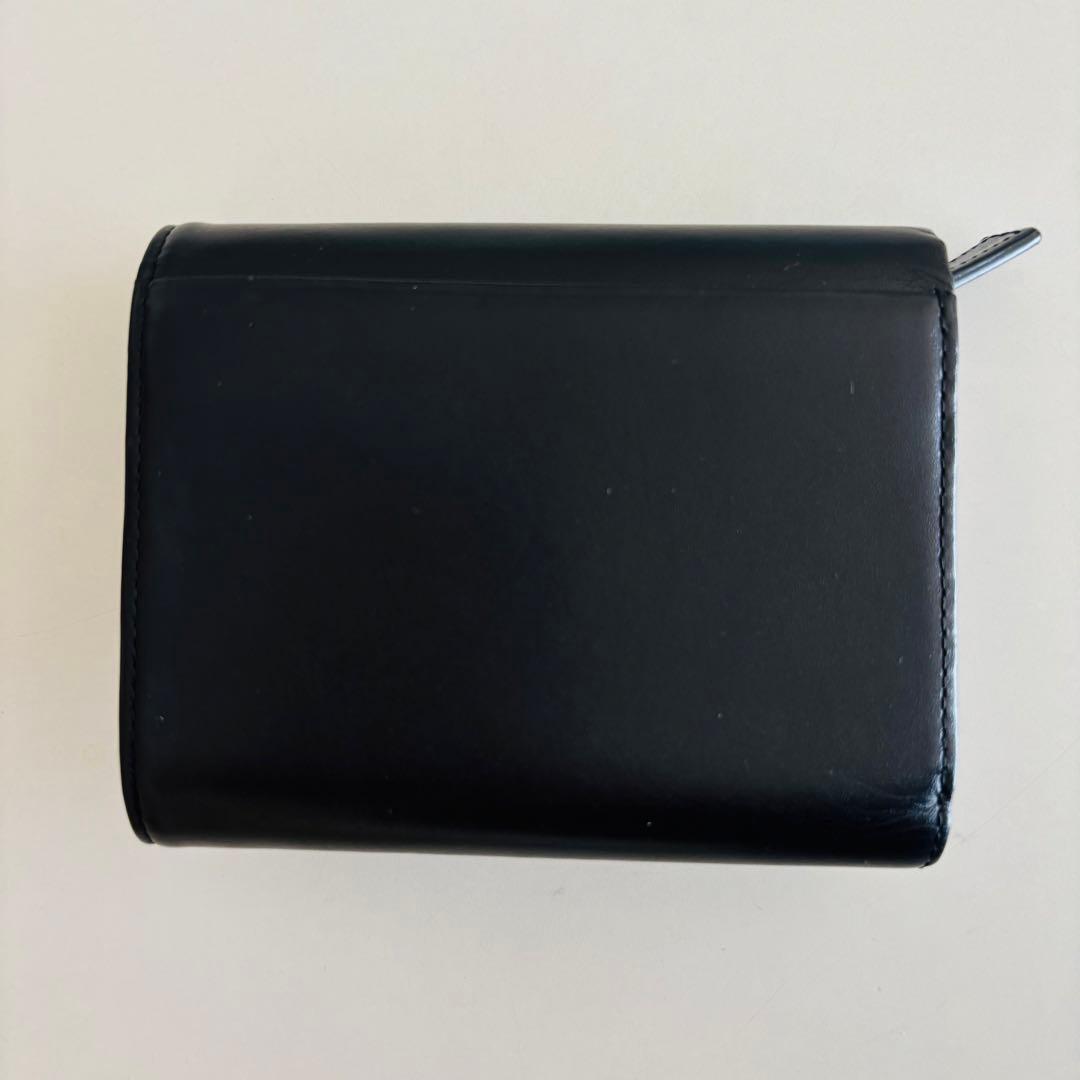 Agnes b アニエスベー 三つ折り財布金具ロゴラウンドジップレザー