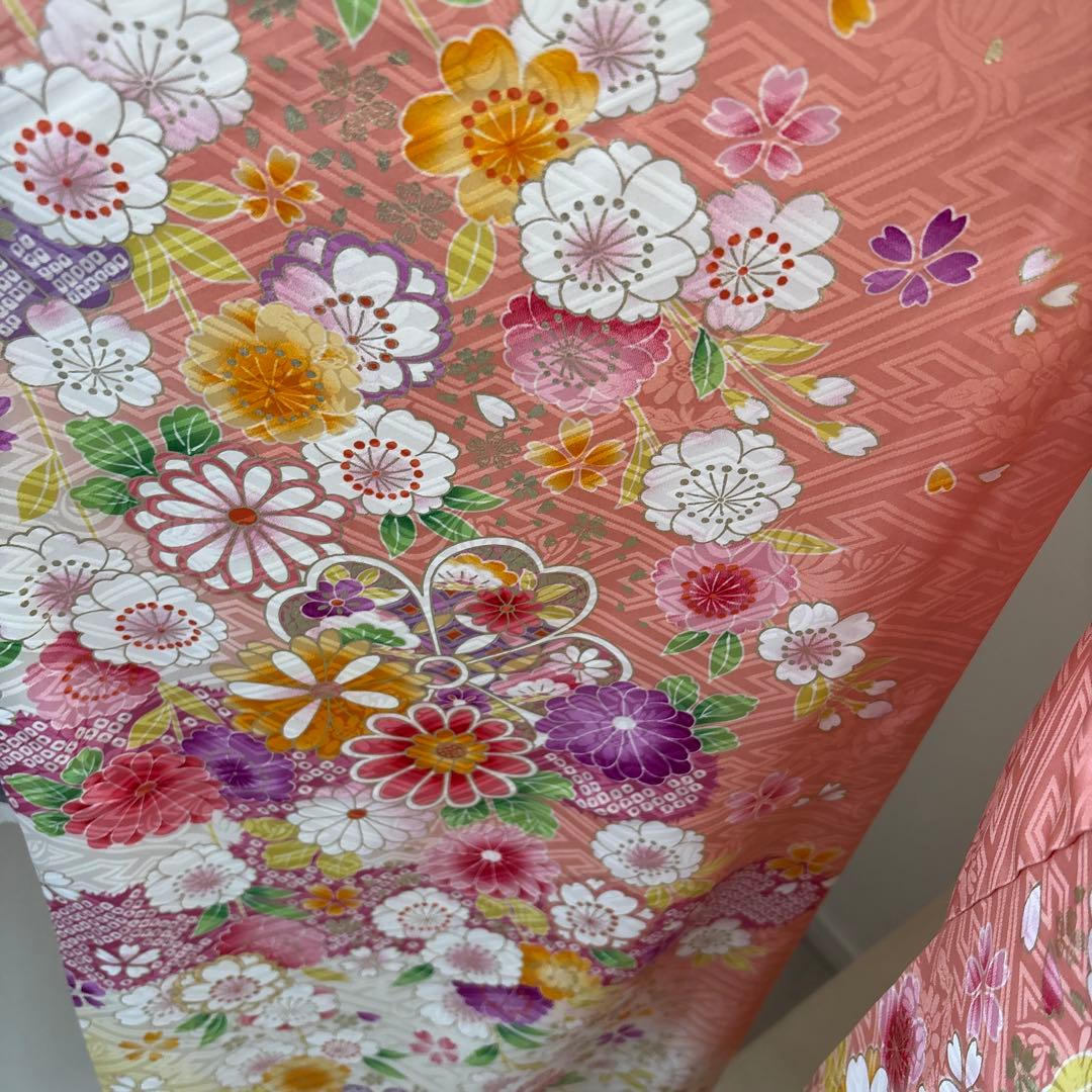 正絹振袖フルセット 淡い華やかな色 花柄 金彩 成人式にも！！ピンク 黄