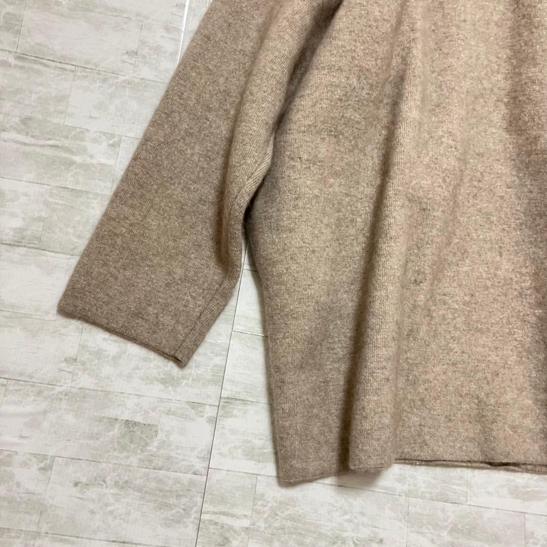 【美品】BEARDSLEY ビアズリー 洗える ニットコート ノーカラー モカ